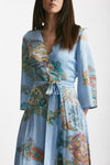 abito wrap in fantasia fantasia fondo azzurro donna Bellini - 6