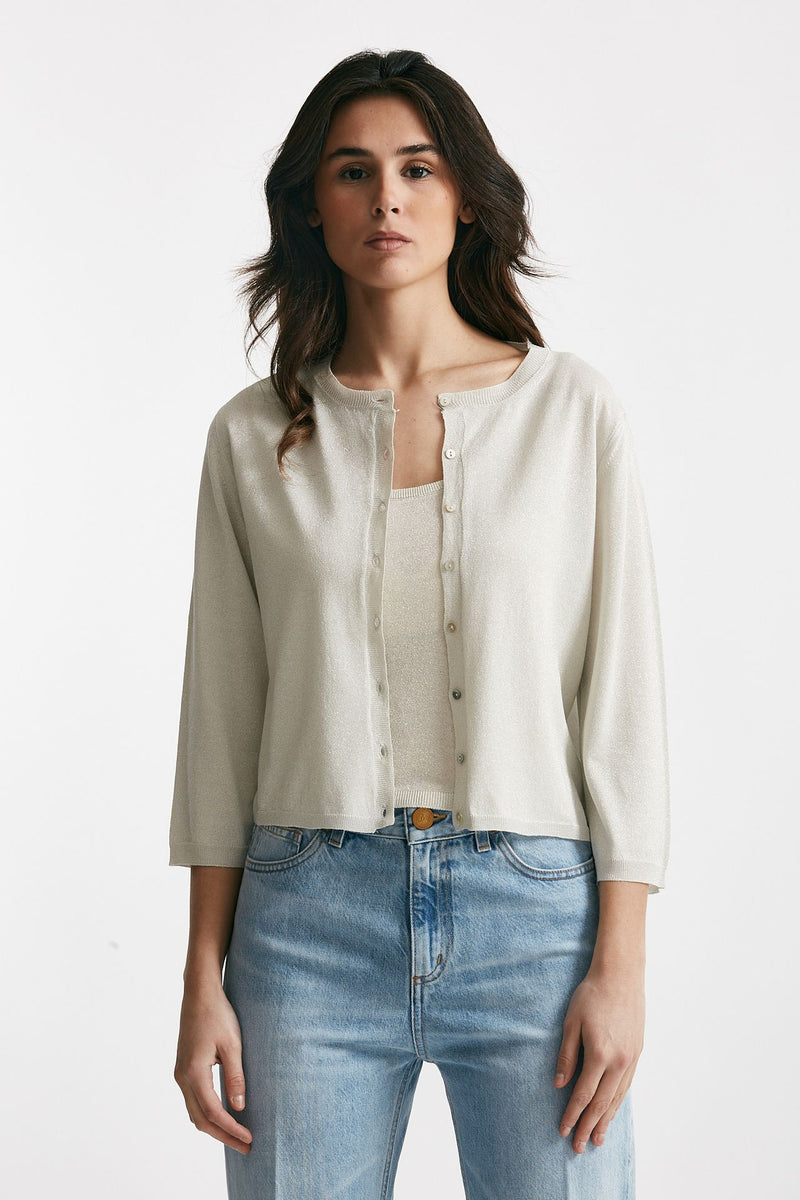cardigan in lurex argento donna Be you - 1