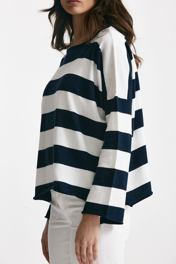 maglia ampia in cotone e cachemire rigata donna Be you