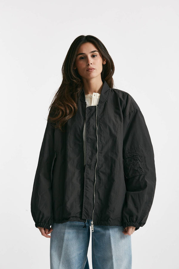 bomber over in nylon grigio scuro donna Giorgio brato