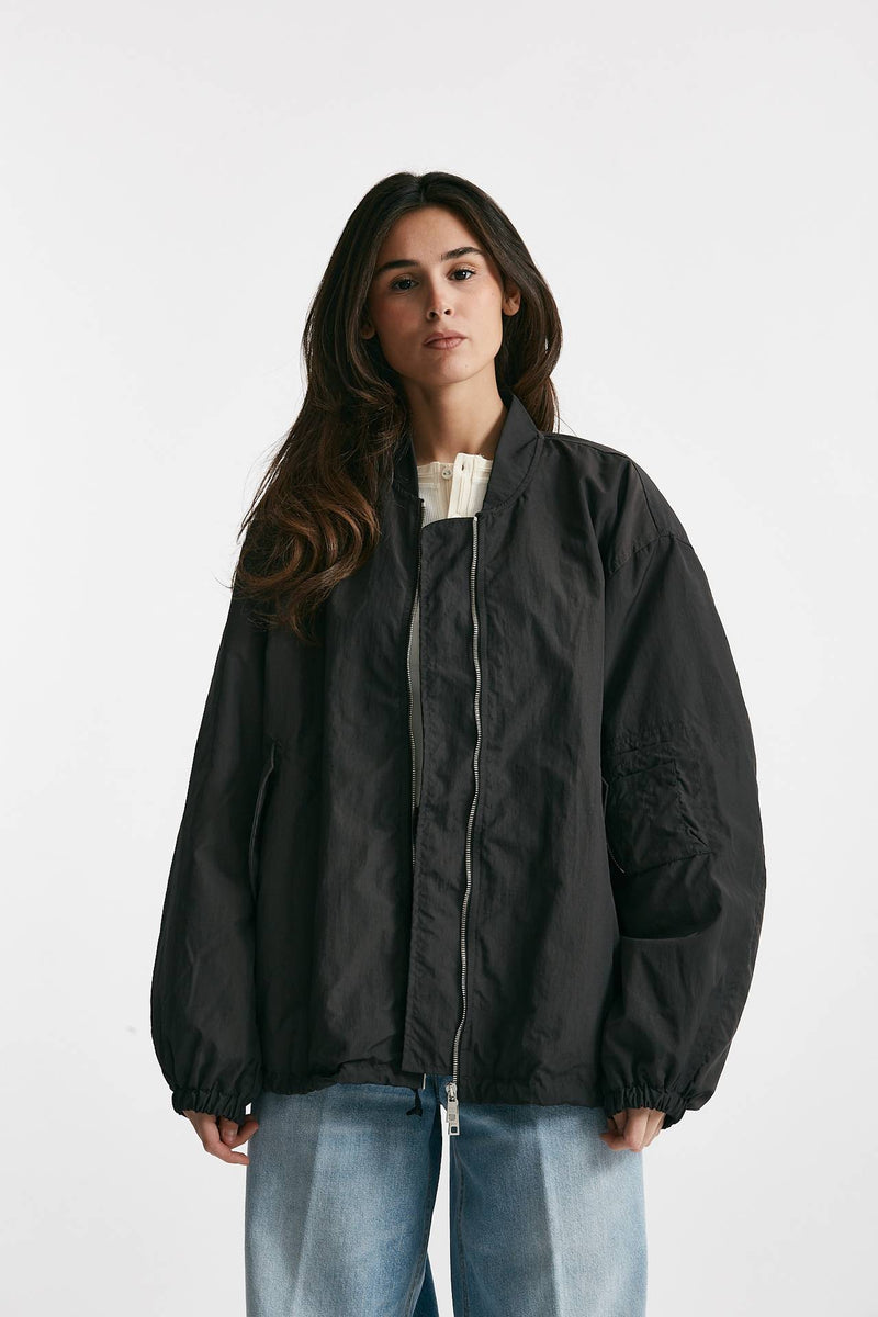 bomber over in nylon grigio scuro donna Giorgio brato - 1