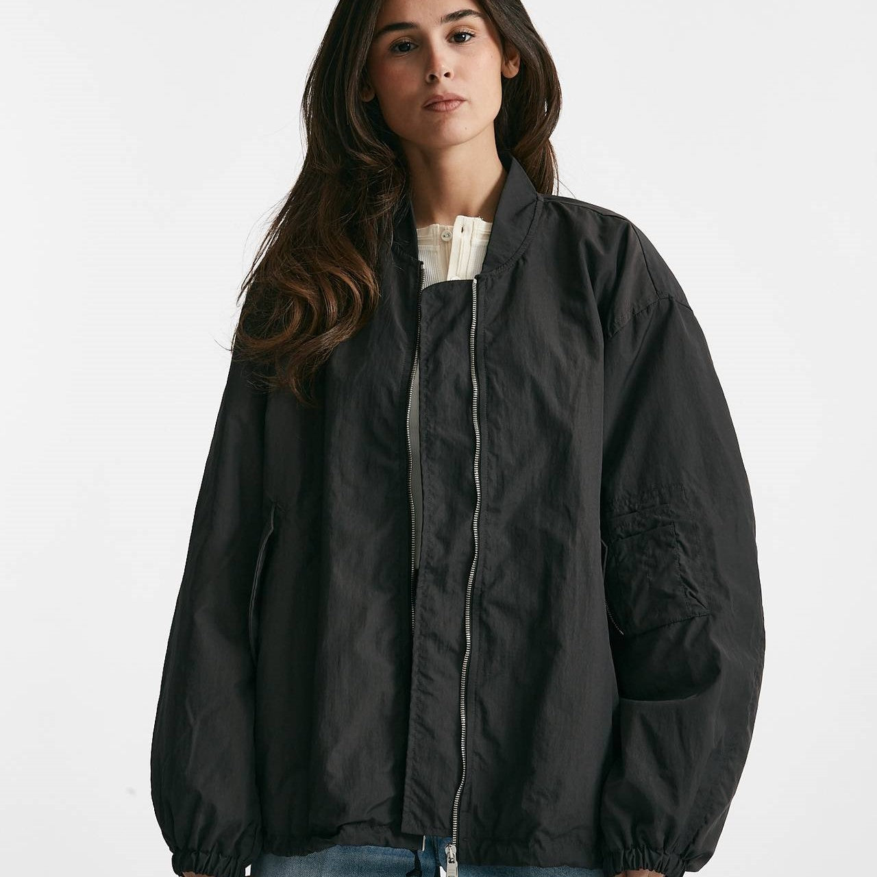 bomber over in nylon grigio scuro donna Giorgio brato - 8