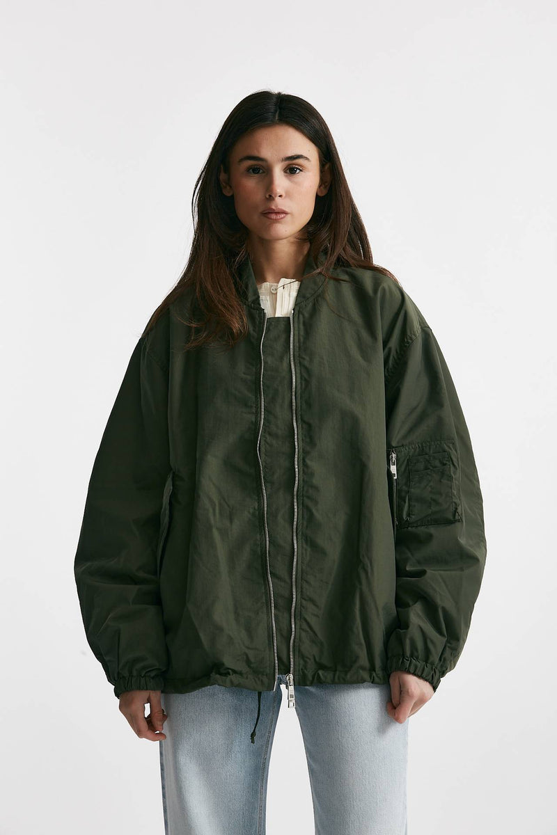 bomber over in nylon verde militare donna Giorgio brato - 1