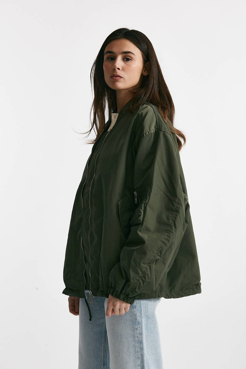 bomber over in nylon verde militare donna Giorgio brato - 2
