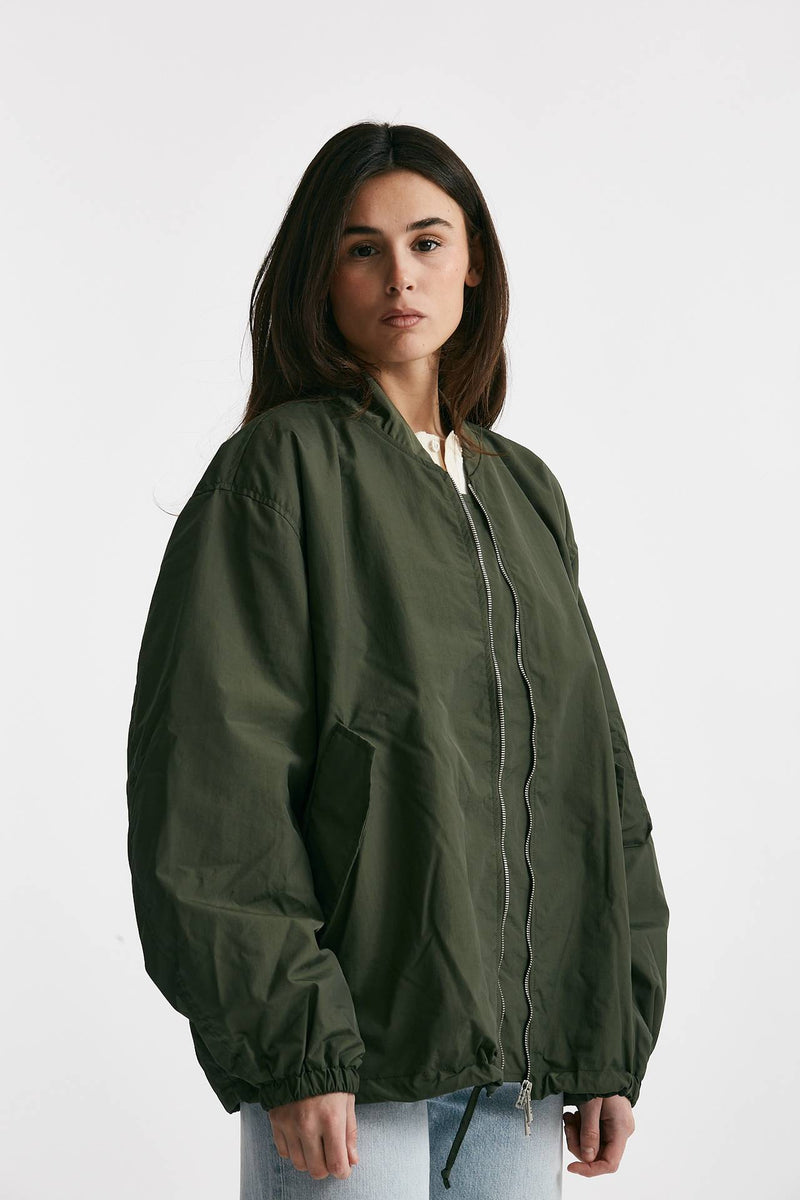bomber over in nylon verde militare donna Giorgio brato - 4