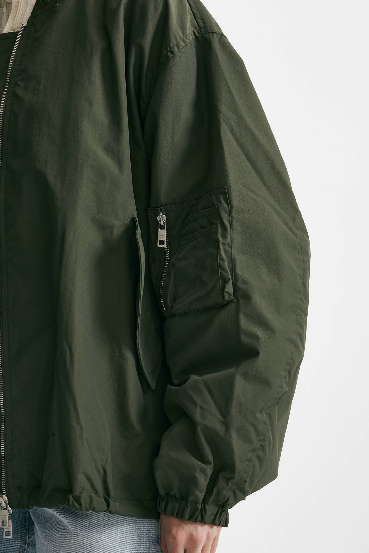 bomber over in nylon verde militare donna Giorgio brato - 5