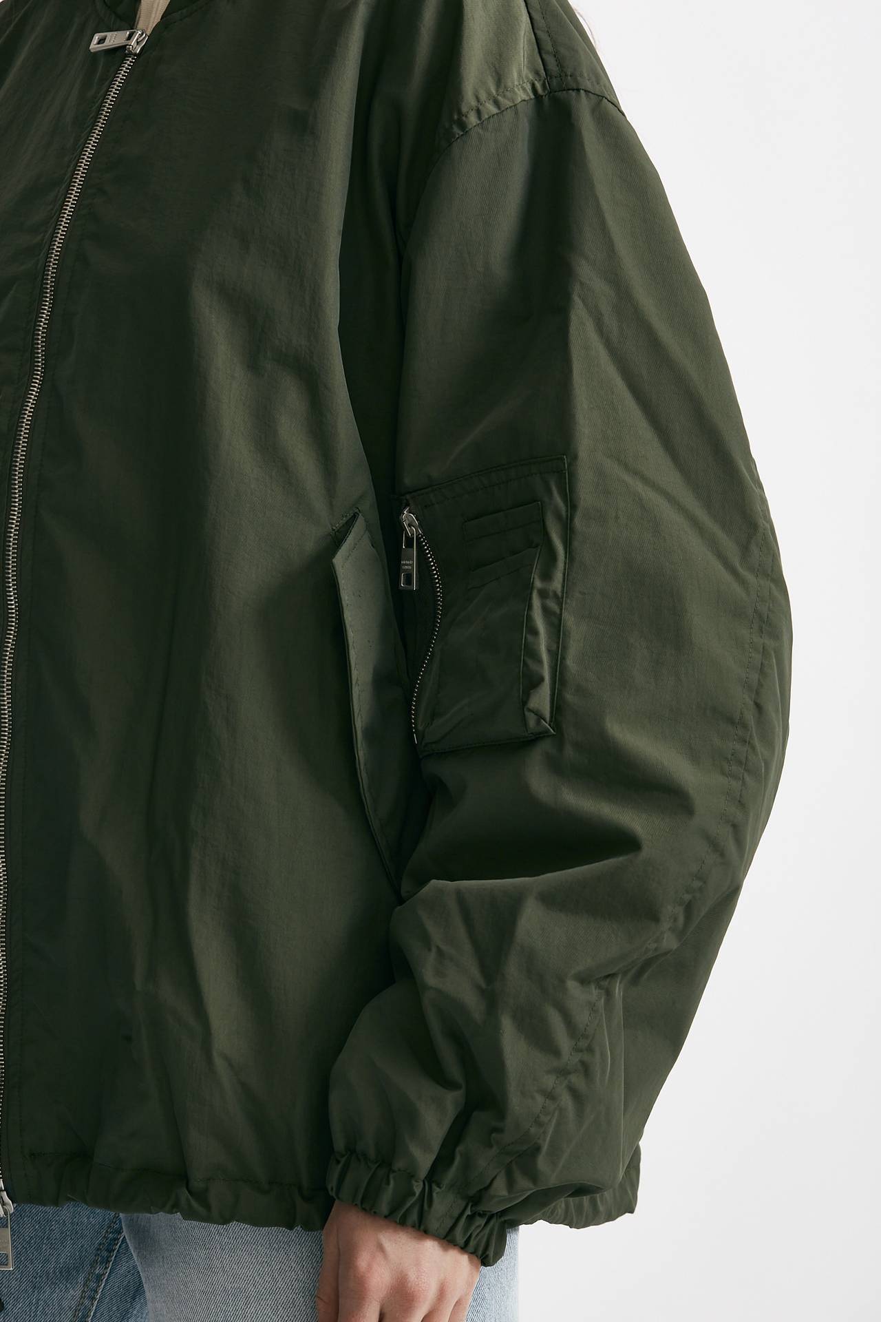 bomber over in nylon verde militare donna Giorgio brato - 7