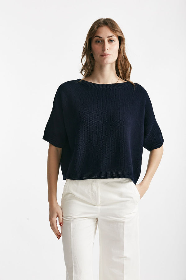 maglia a scatolina blu donna Clouds