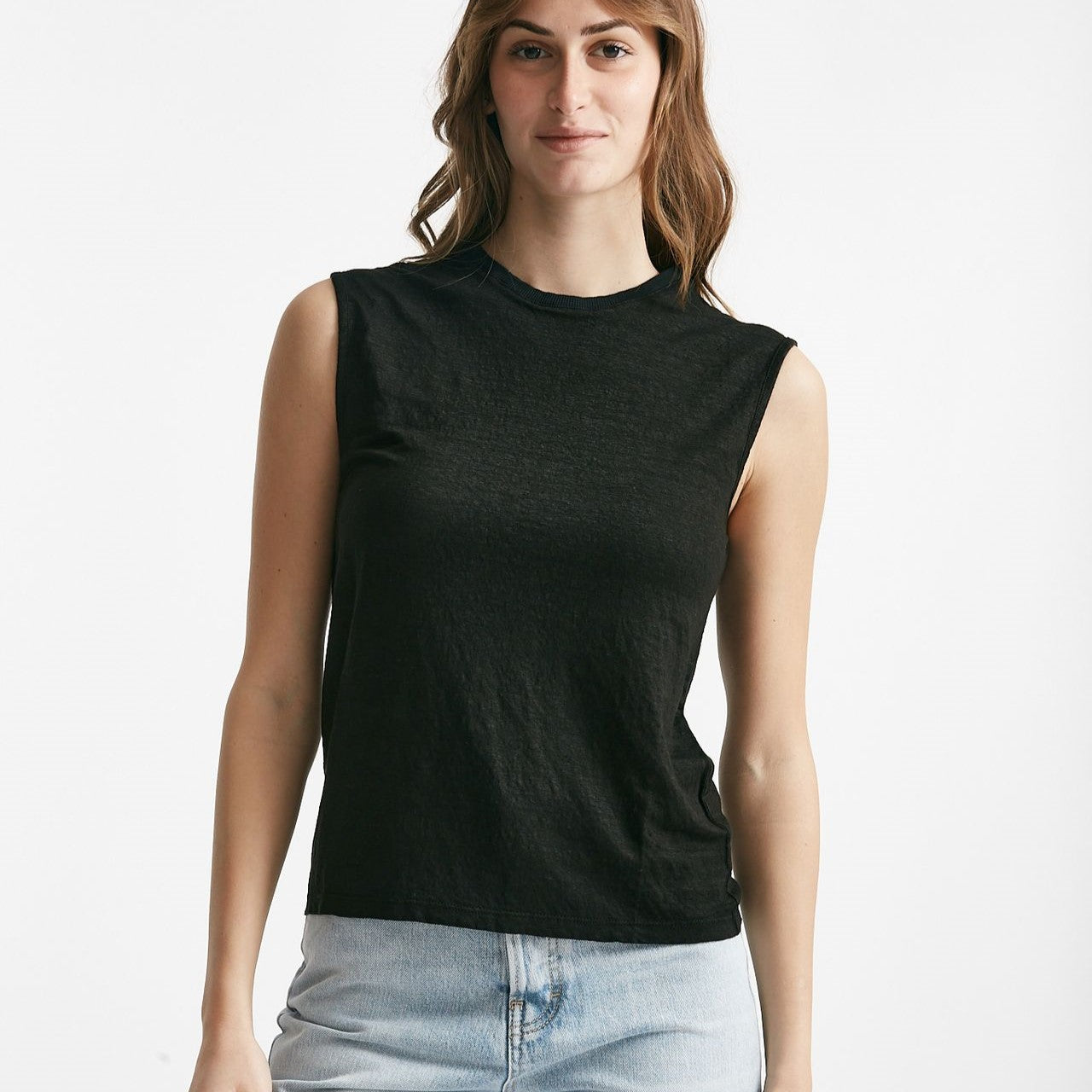 top in lino nero donna Clouds - 5