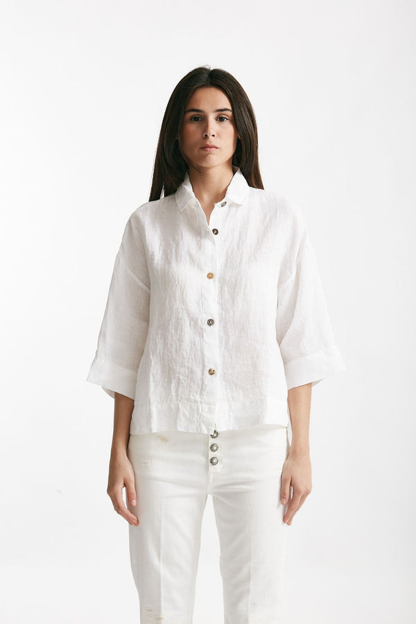 camicia in lino bianco donna Clouds