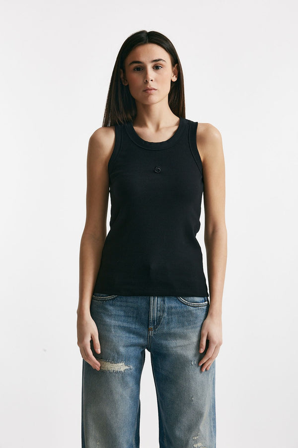 canotta a costine nero spalline donna Department five