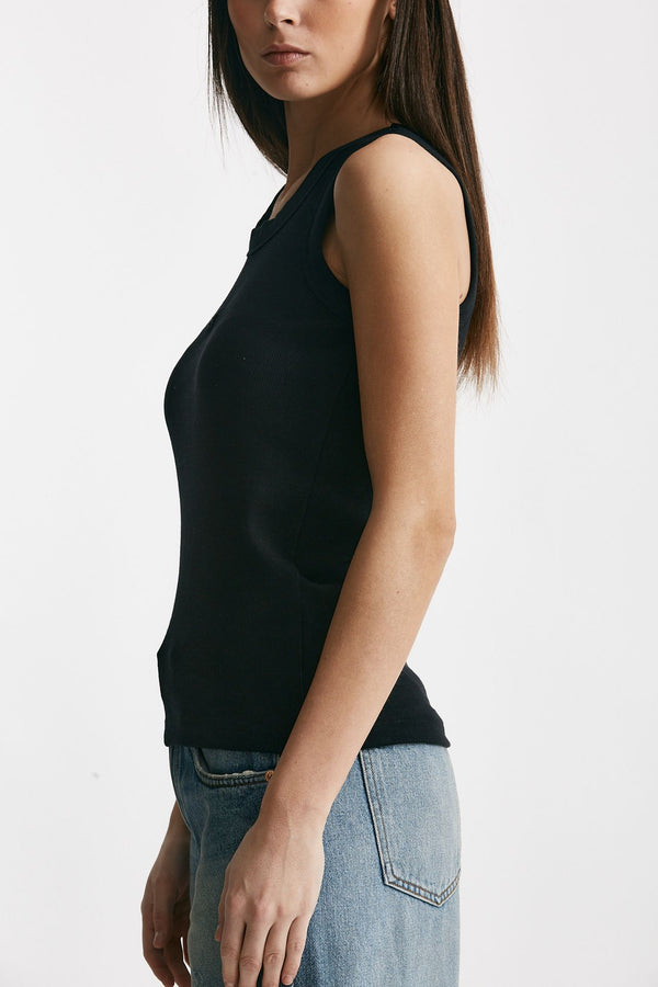 canotta a costine nero spalline donna Department five