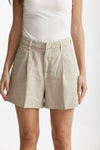 bermuda pinces beige chiaro vita alta donna Dondup - 1