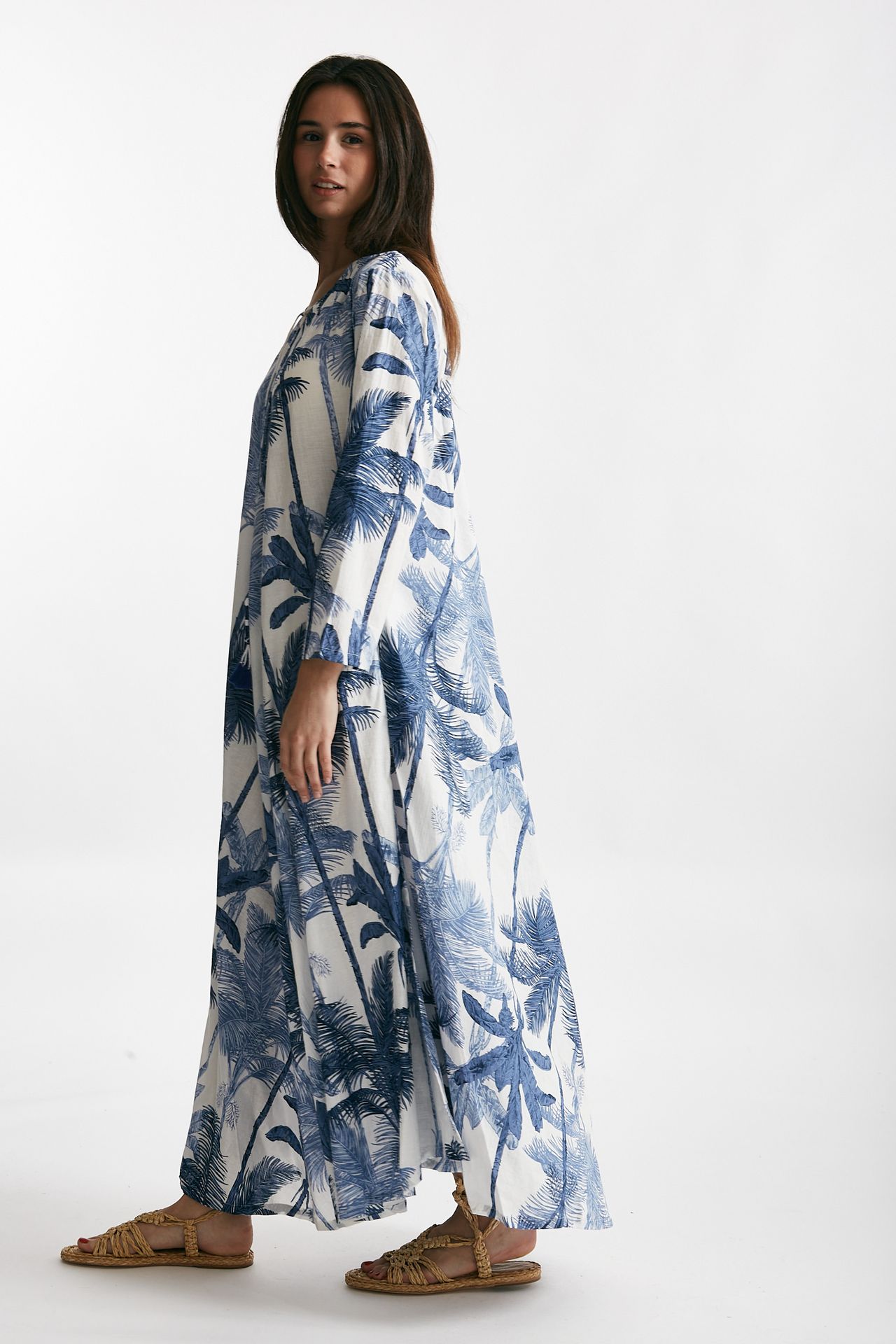 abito lungo in cotone soleil fantasia blu donna Elleblue - 2