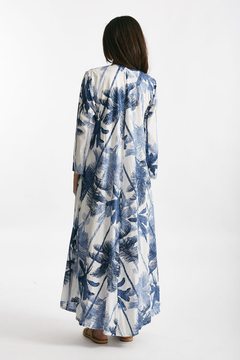 abito lungo in cotone soleil fantasia blu donna Elleblue - 3