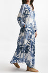 abito lungo in cotone soleil fantasia blu donna Elleblue - 4