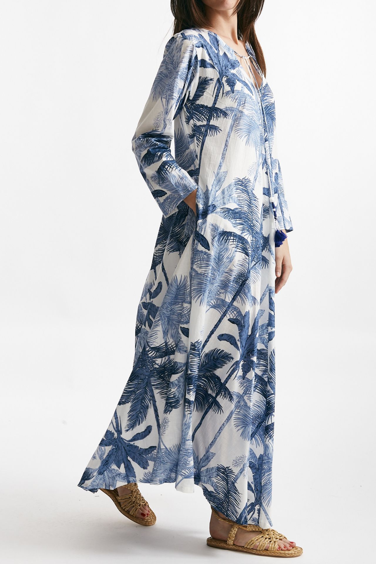 abito lungo in cotone soleil fantasia blu donna Elleblue - 4