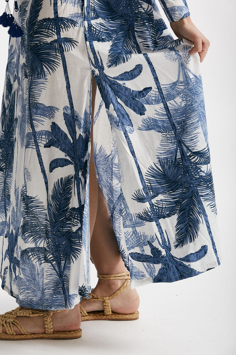 abito lungo in cotone soleil fantasia blu donna Elleblue - 6