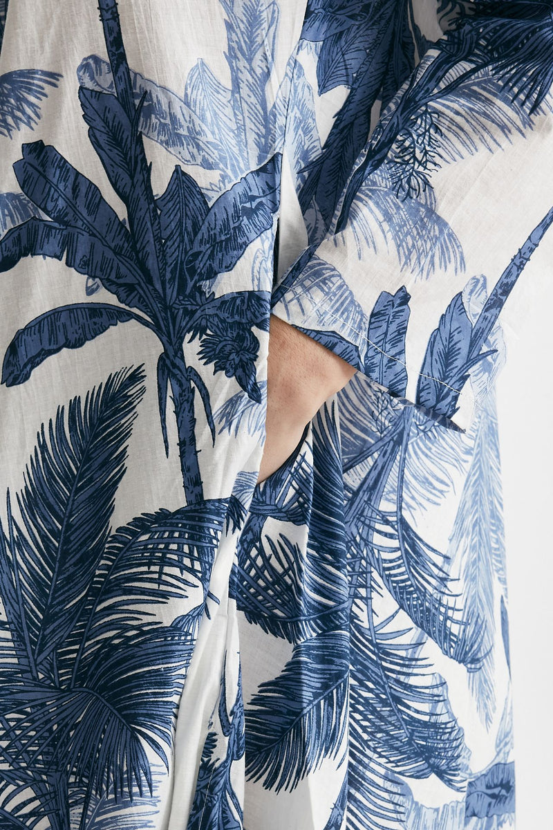 abito lungo in cotone soleil fantasia blu donna Elleblue - 7