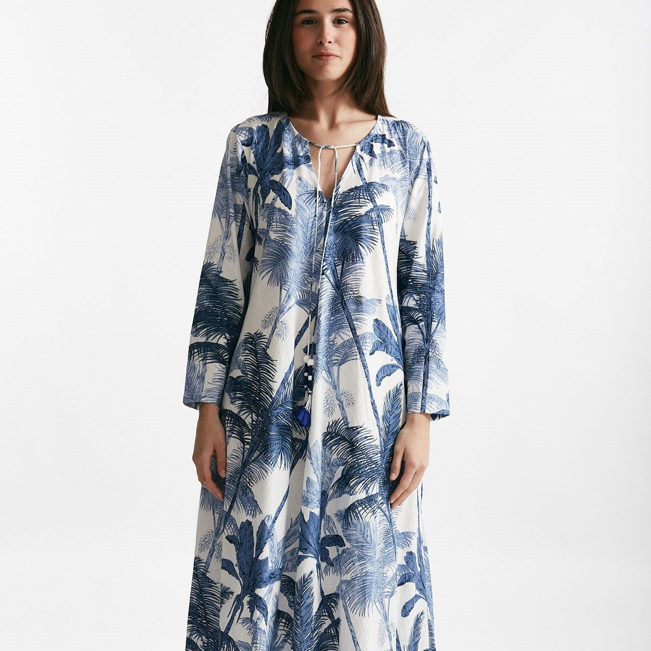 abito lungo in cotone soleil fantasia blu donna Elleblue - 8