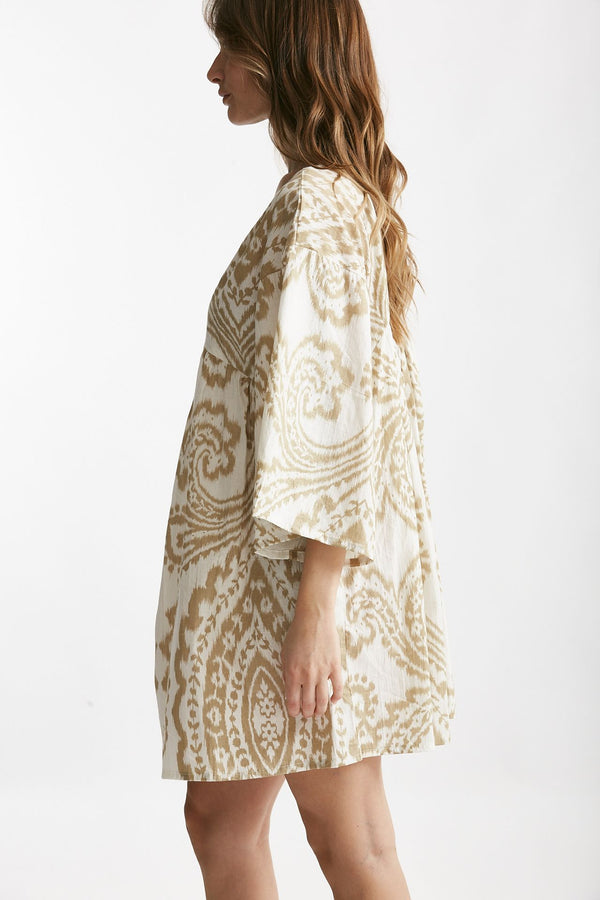 abito corto bibi fantasia panna e beige donna Elleblue