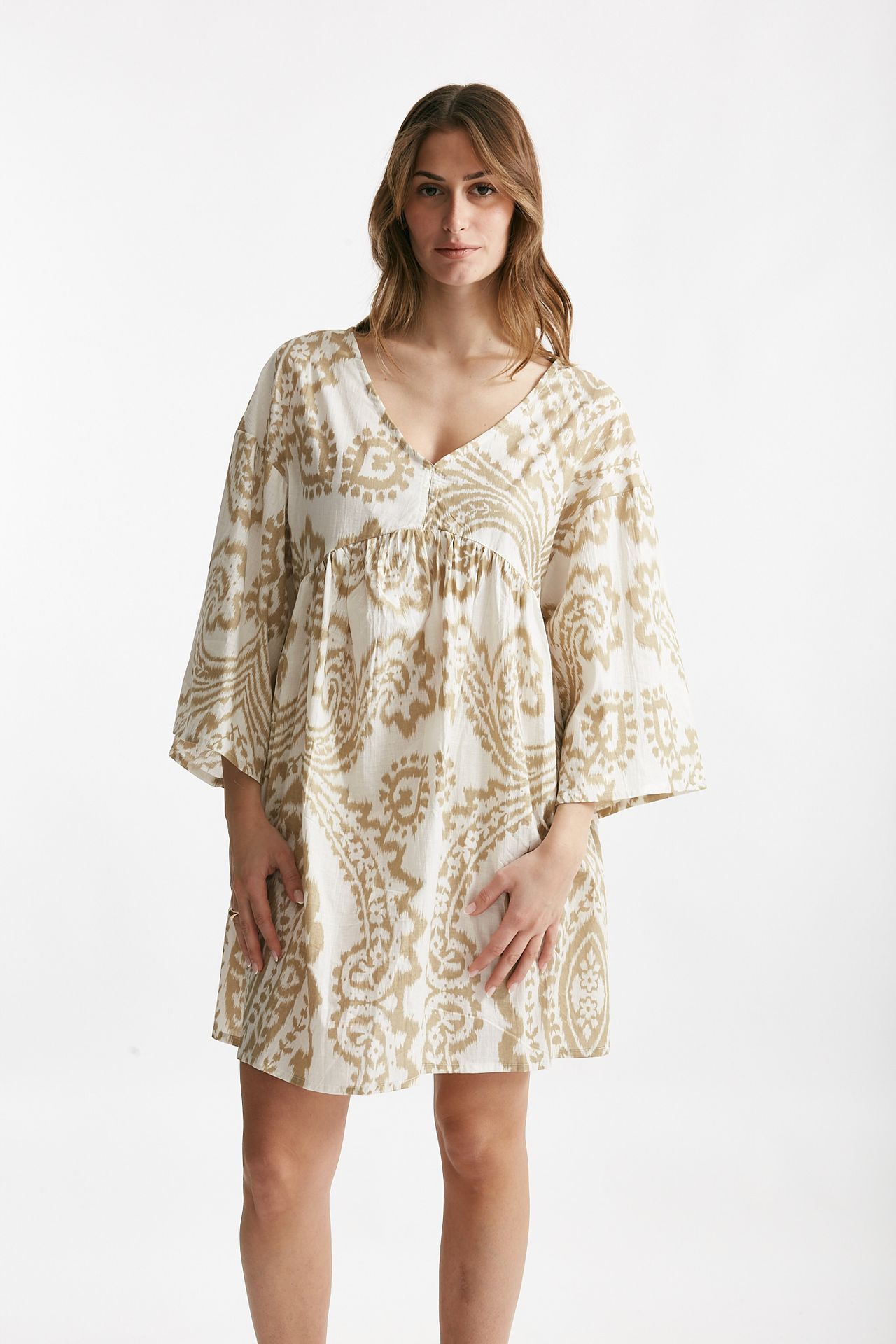 abito corto bibi fantasia panna e beige donna Elleblue - 1