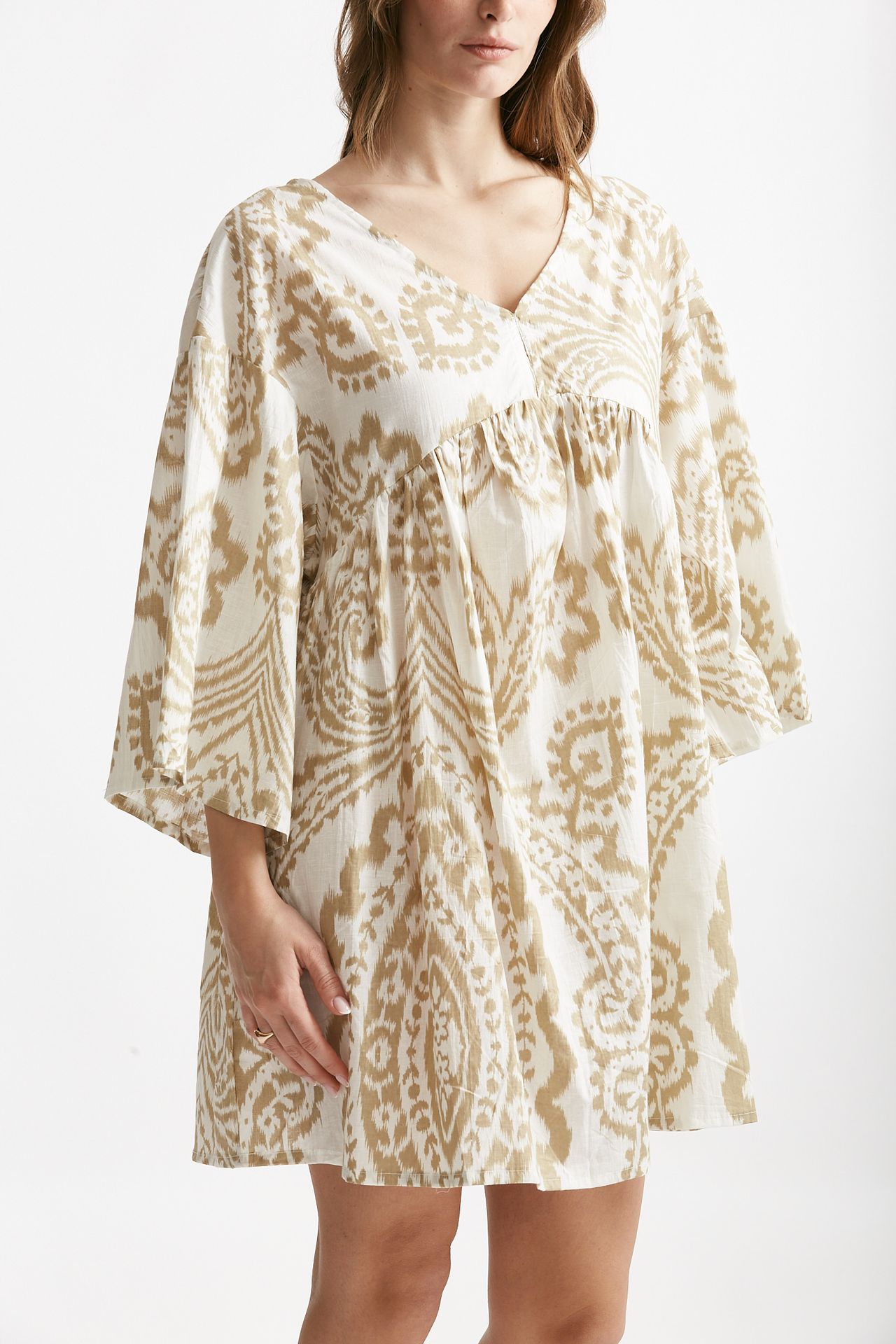 abito corto bibi fantasia panna e beige donna Elleblue - 4