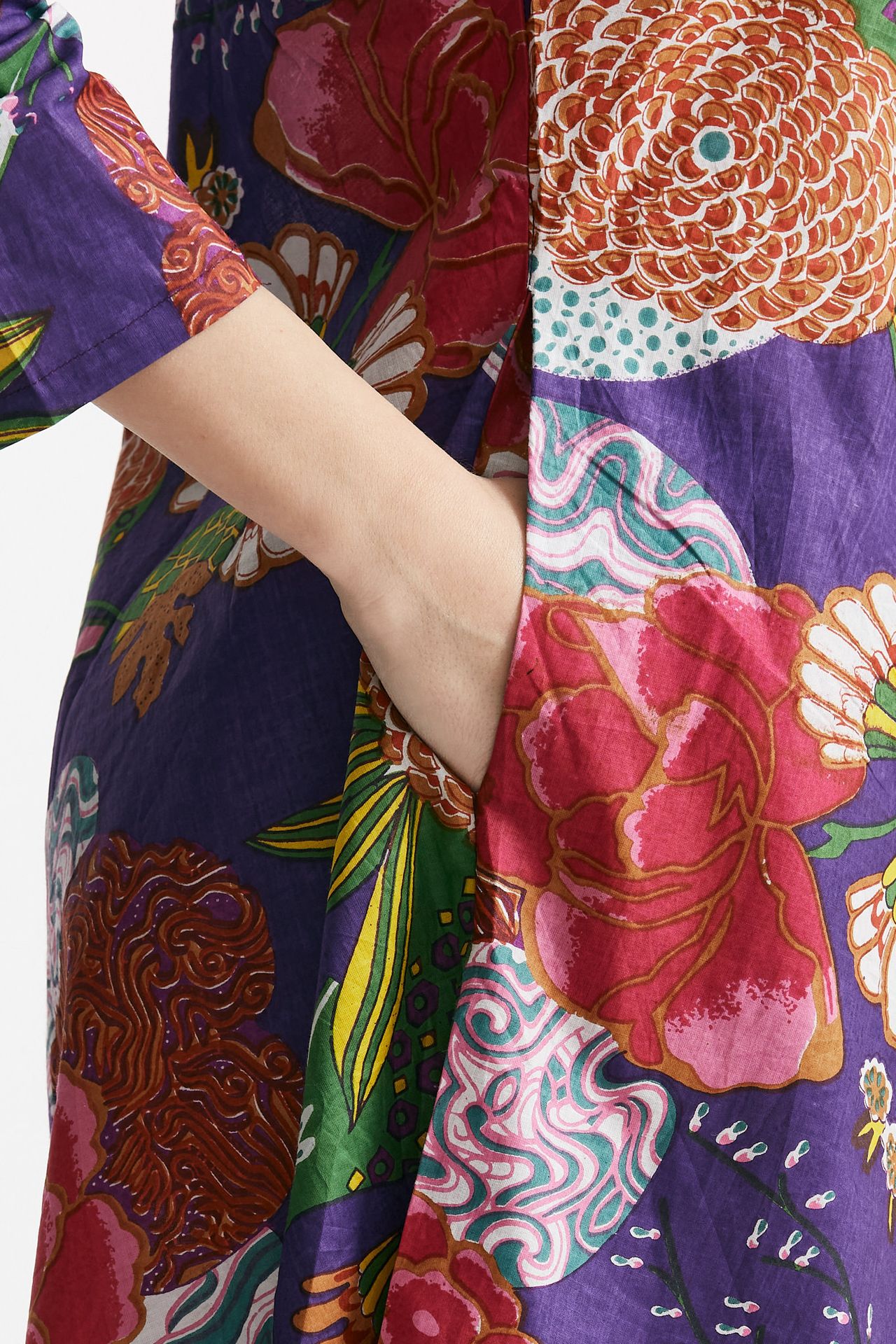 abito midi soleil crop fantasia viola e rossa donna Elleblue - 6