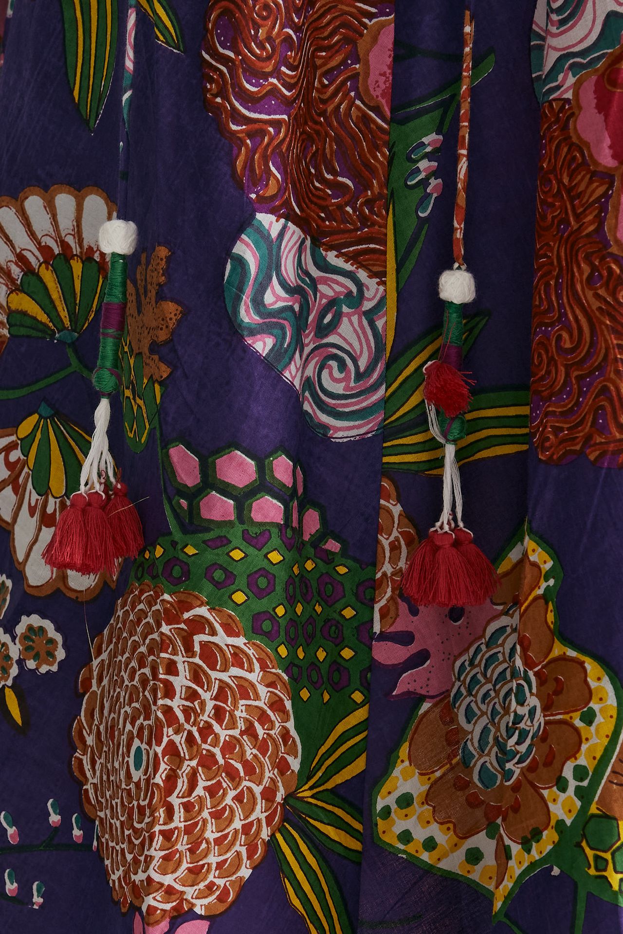 abito midi soleil crop fantasia viola e rossa donna Elleblue - 7