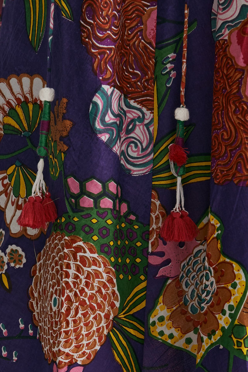 abito midi soleil crop fantasia viola e rossa donna Elleblue - 7