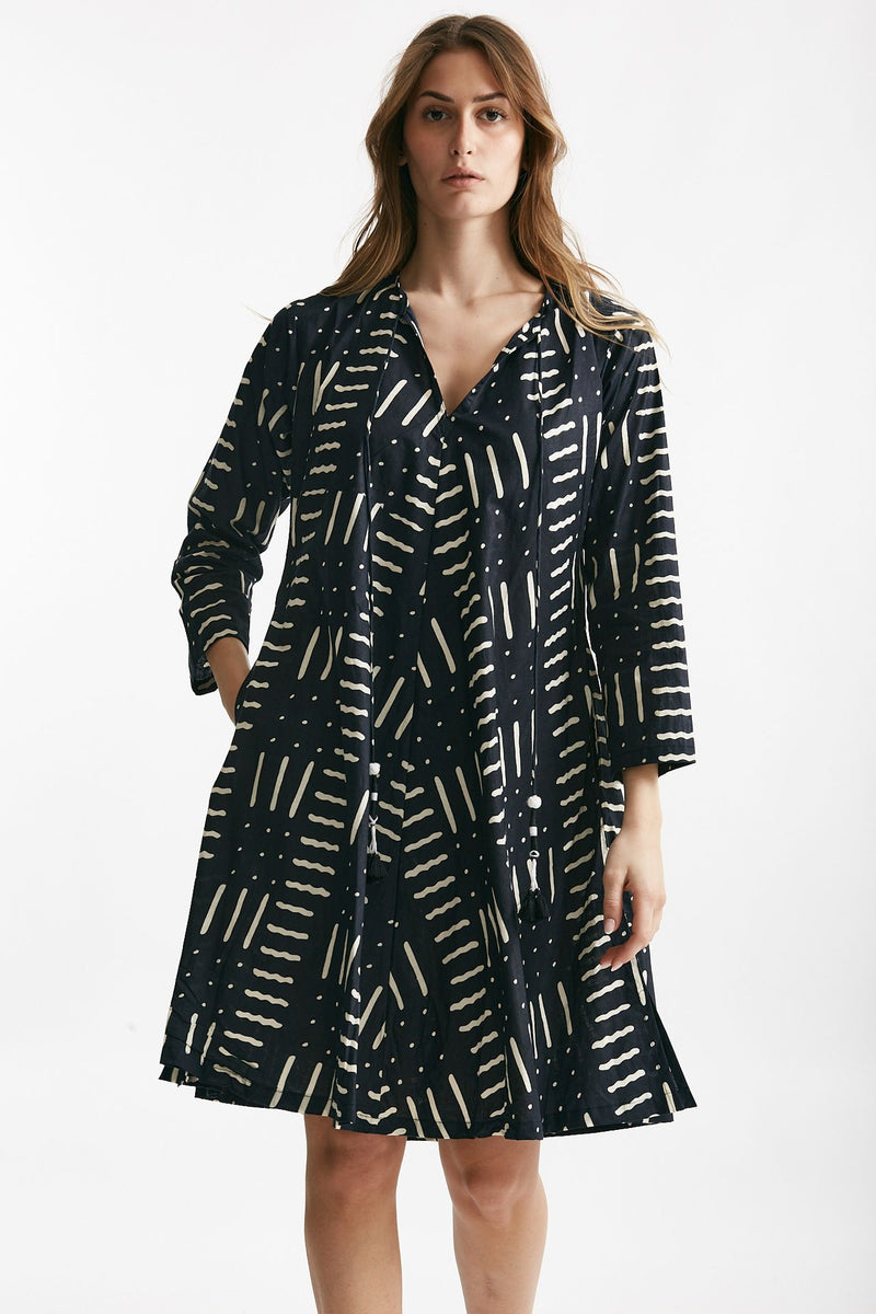 abito midi soleil crop fantasia nera e bianca donna Elleblue - 1