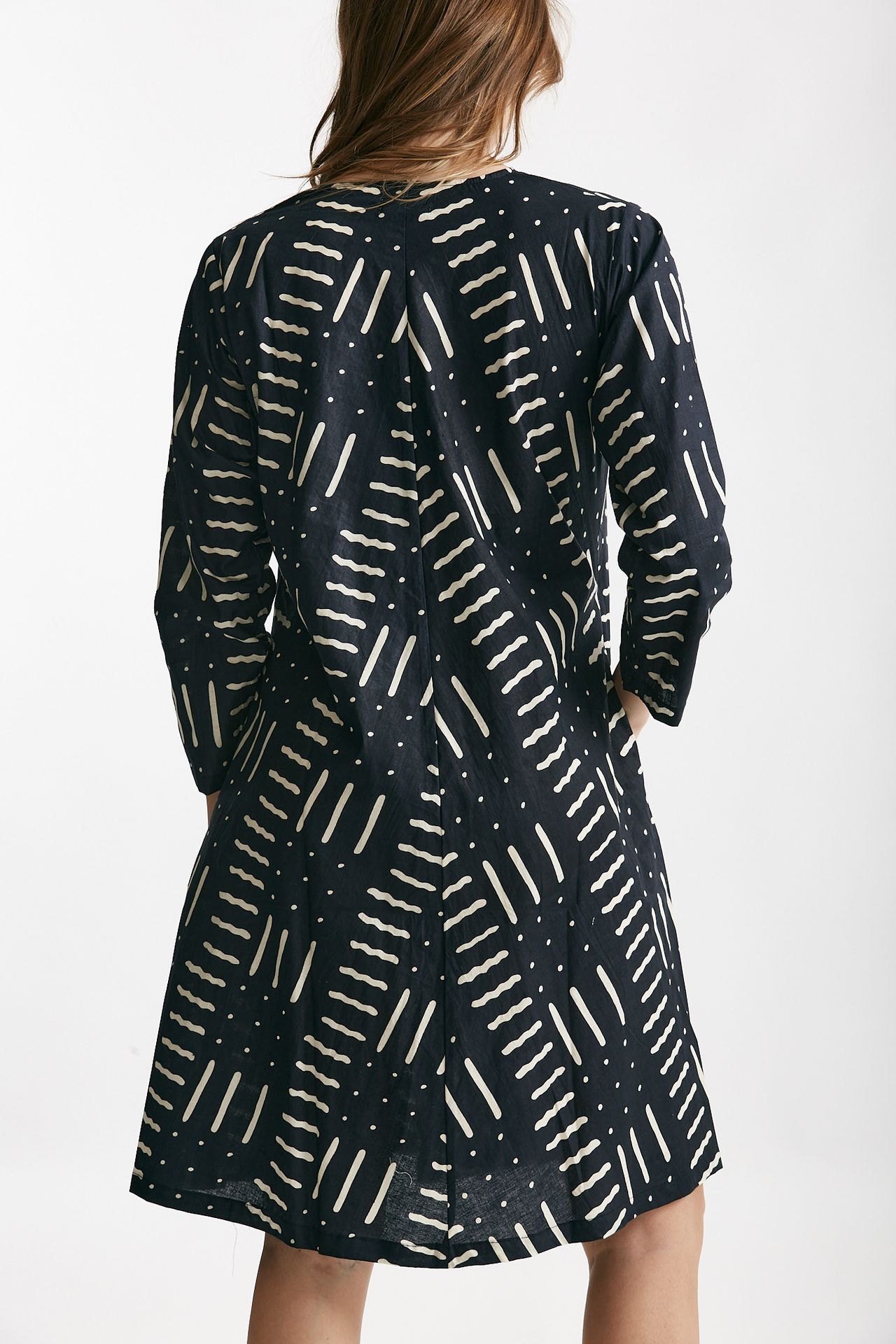 abito midi soleil crop fantasia nera e bianca donna Elleblue - 2