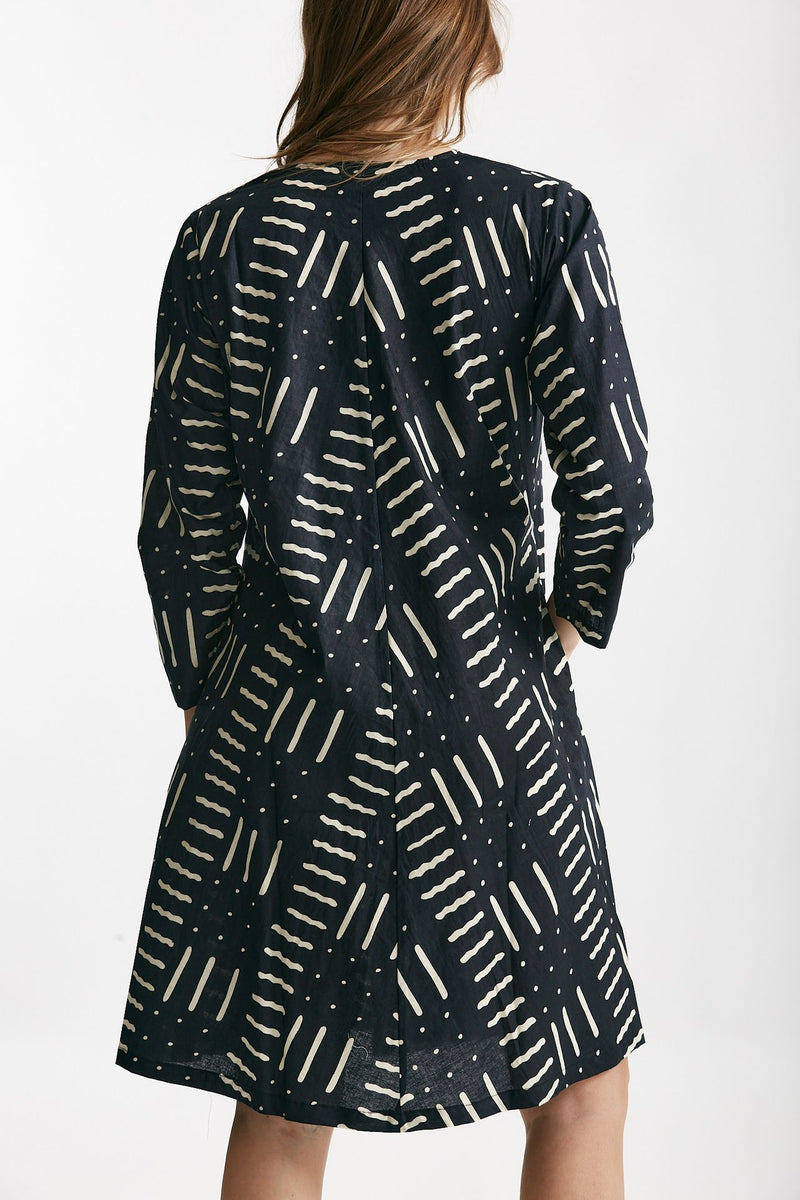 abito midi soleil crop fantasia nera e bianca donna Elleblue - 2