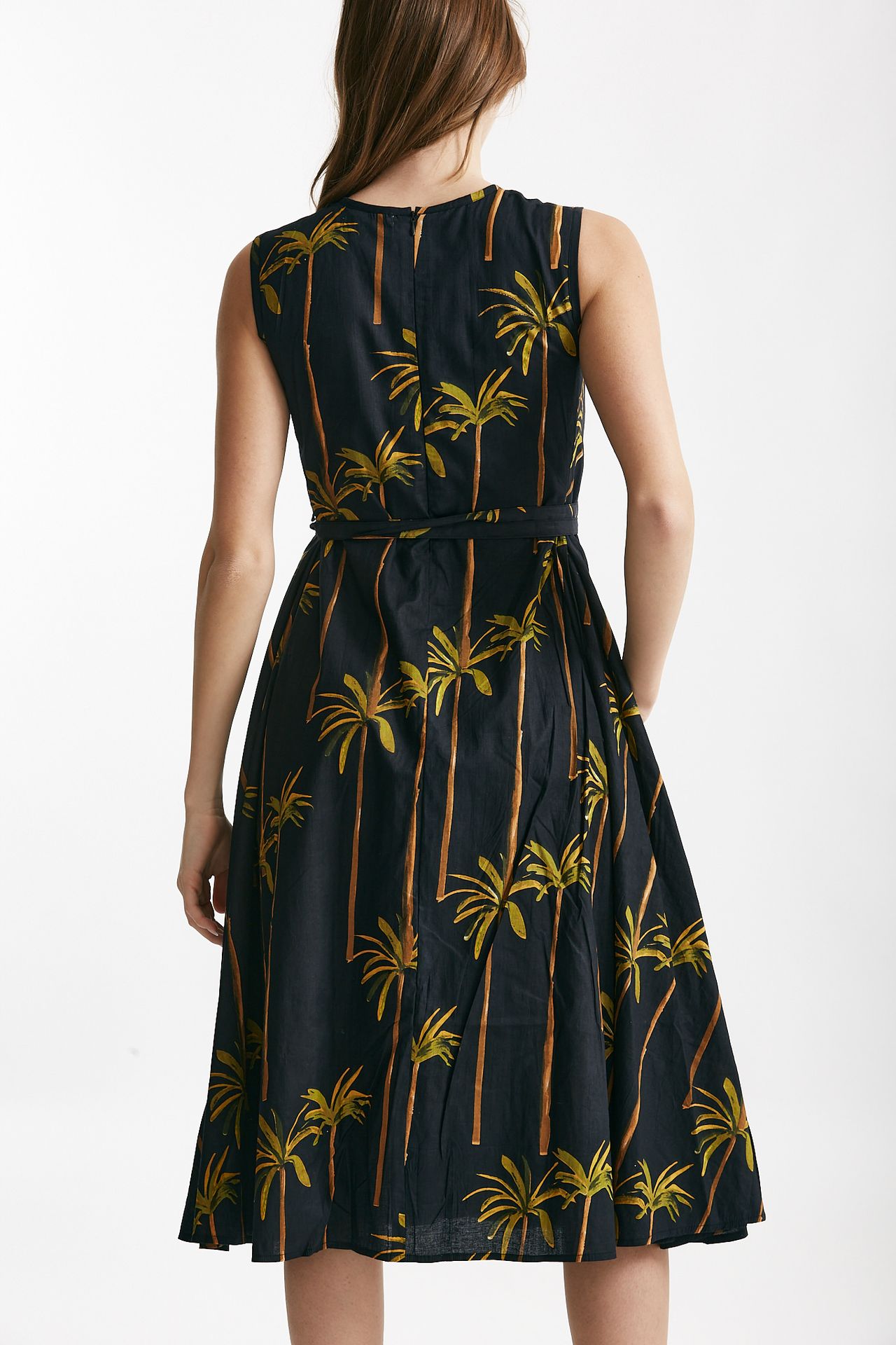 abito smanicato fantasia fondo nero donna Elleblue - 3