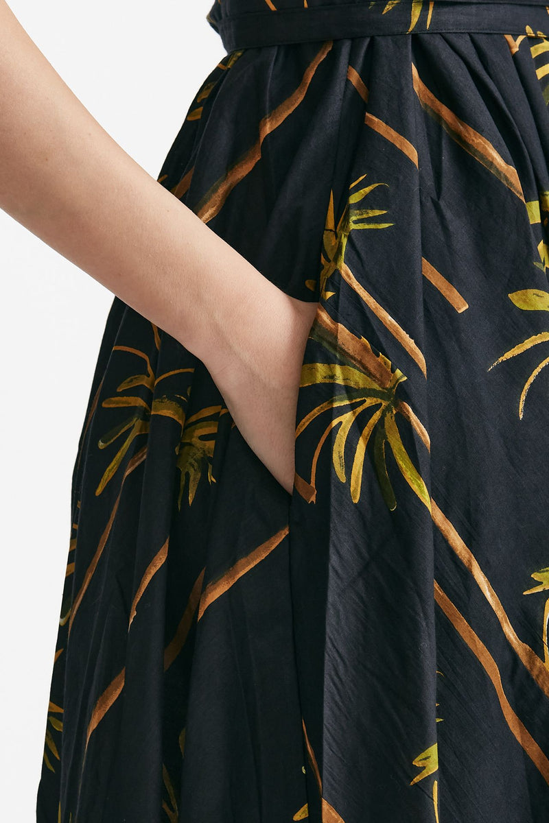 abito smanicato fantasia fondo nero donna Elleblue - 5