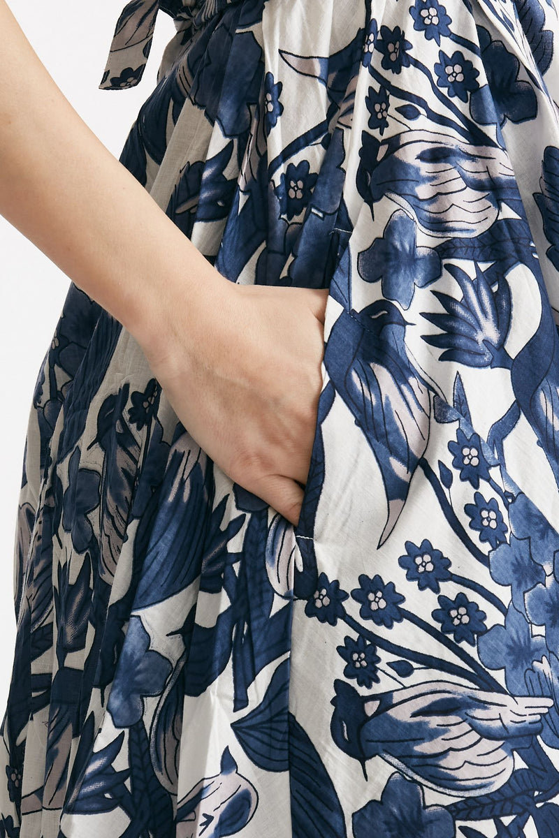 abito smanicato fantasia bianca e blu donna Elleblue - 4