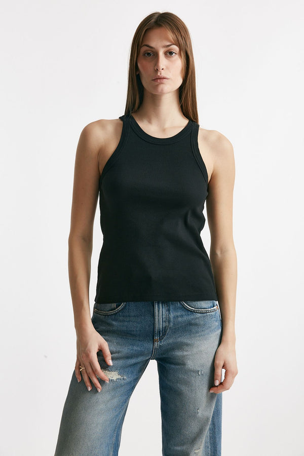 canotta a costine nero donna Grifoni