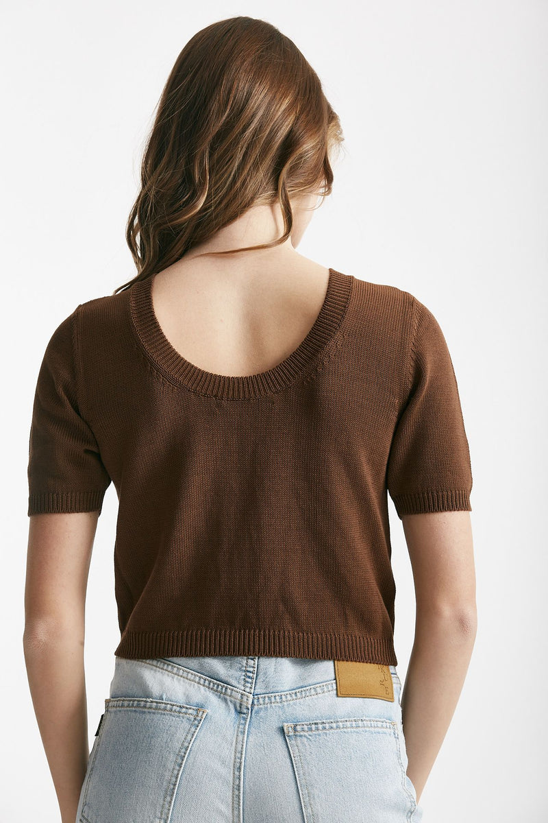 maglia crop marrone donna Grifoni - 3