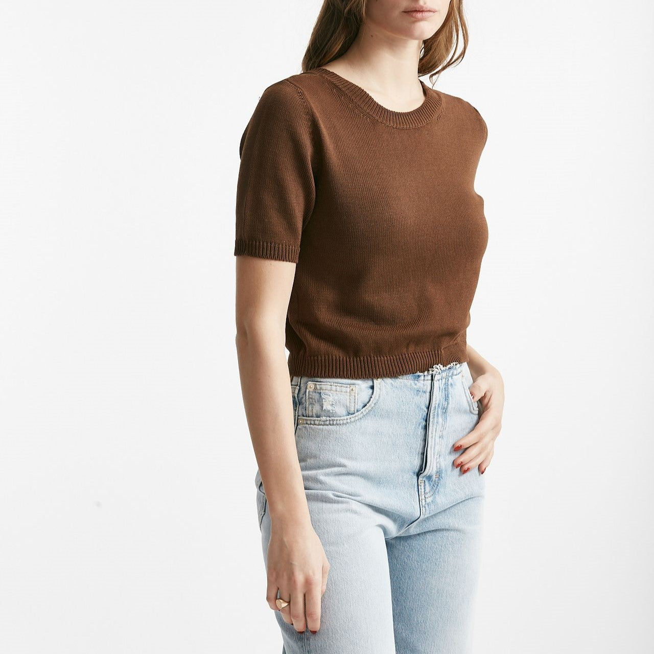 maglia crop marrone donna Grifoni - 5