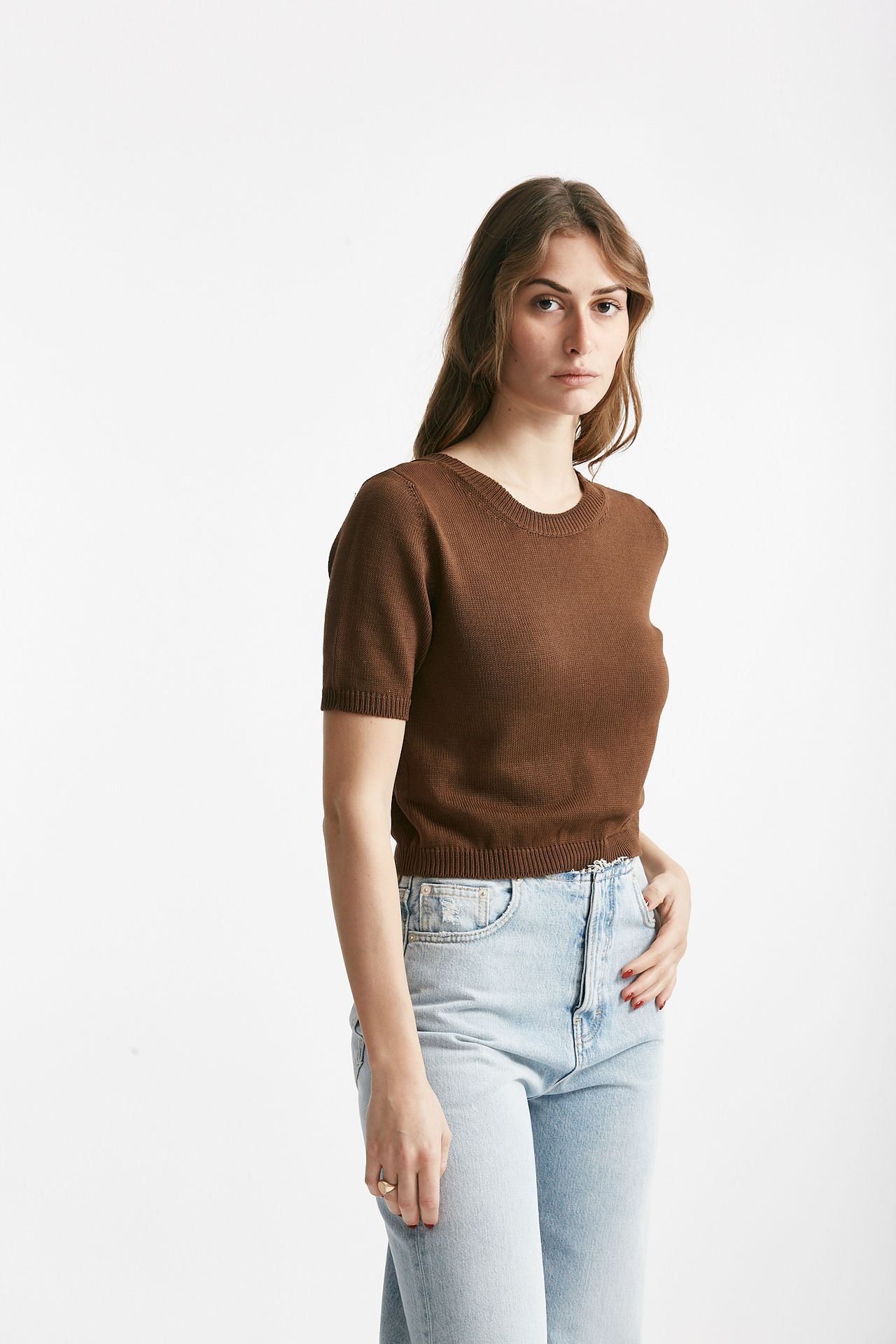 maglia crop marrone donna Grifoni - 4