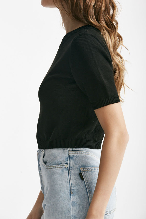 maglia girocollo crop nero donna Grifoni