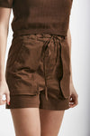 shorts con coulisse in cotone marrone donna Grifoni - 4