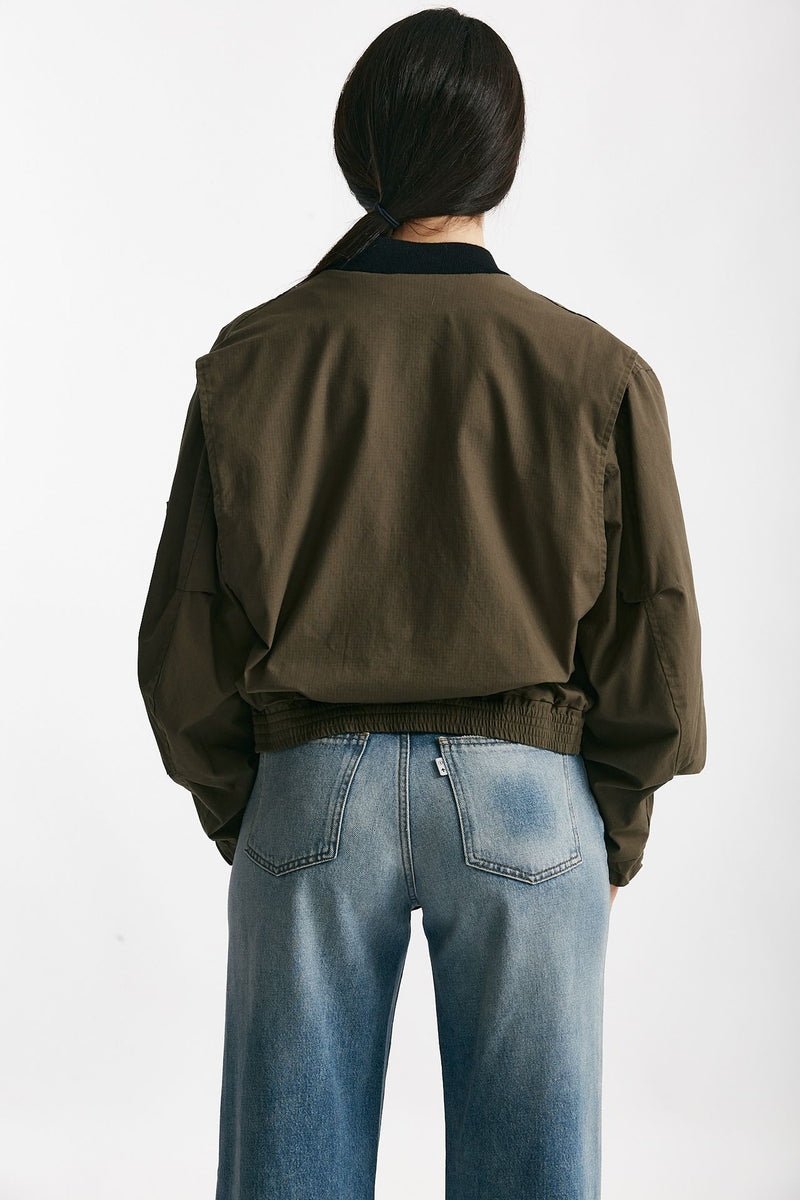 bomber crop verde militare donna Grifoni - 3