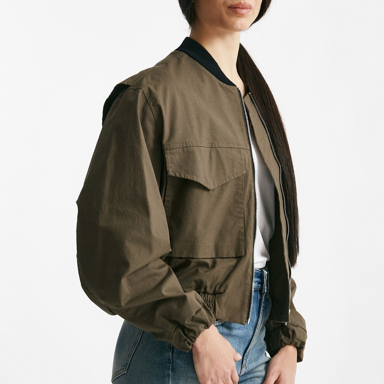 bomber crop verde militare donna Grifoni - 8