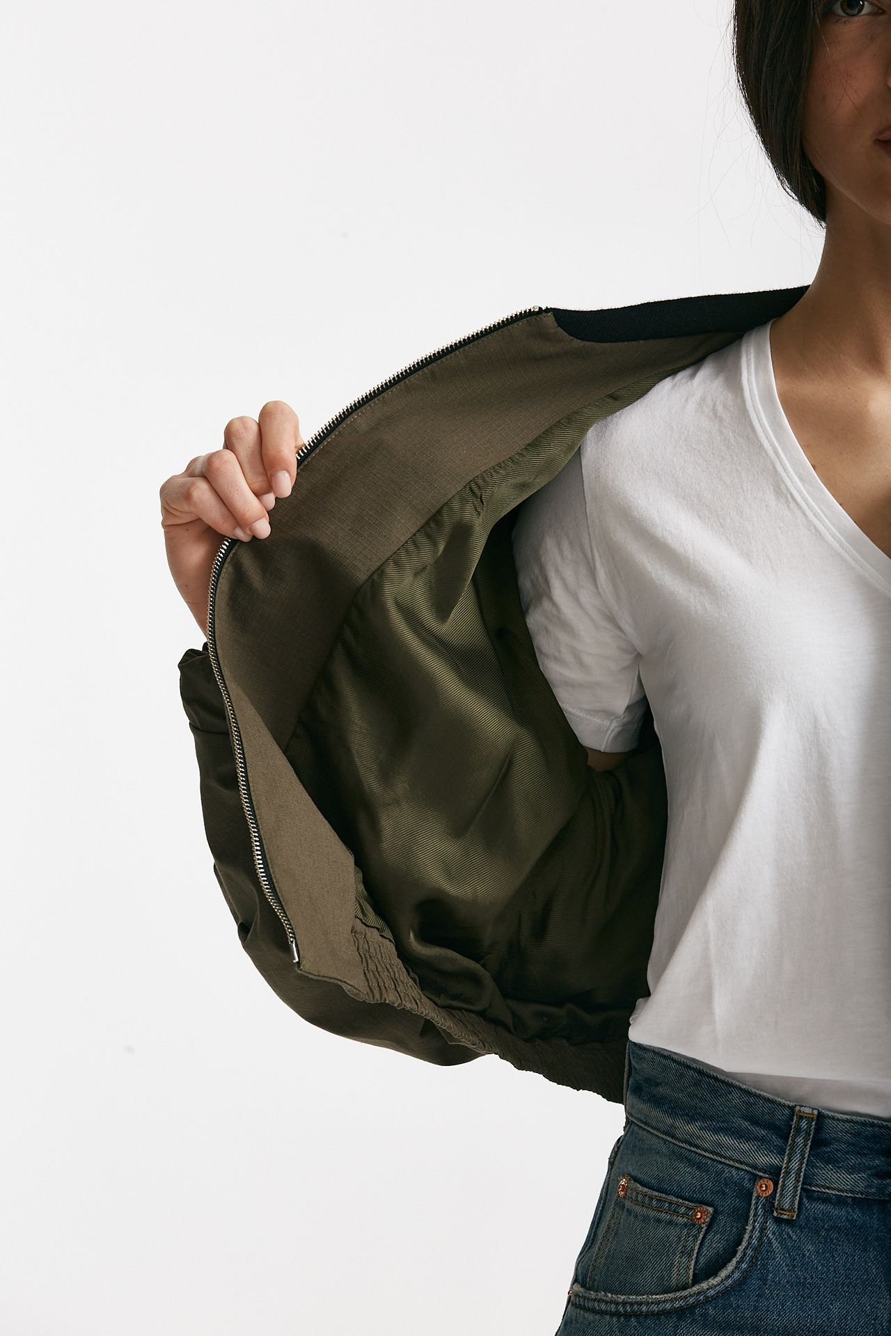 bomber crop verde militare donna Grifoni - 7