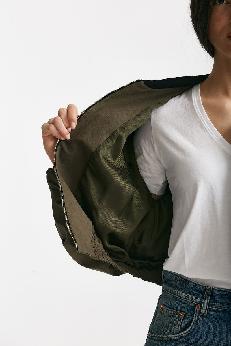 bomber crop verde militare donna Grifoni - 7