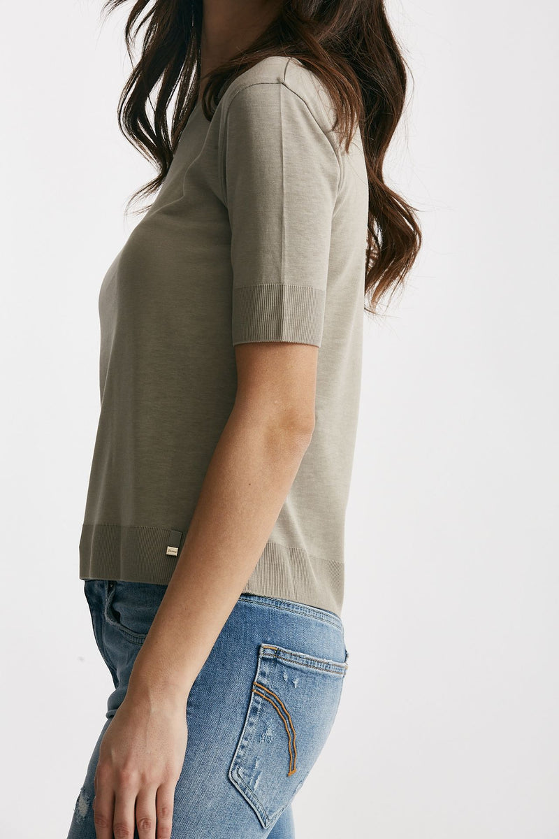 t-shirt basica in cotone tortora donna Herno - 2