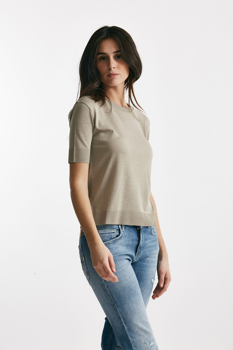 t-shirt basica in cotone tortora donna Herno - 4