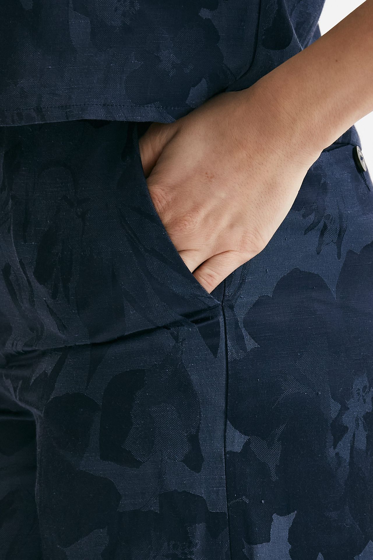 pantalone palazzo neera fantasia fiorata blu donna Incotex - 4