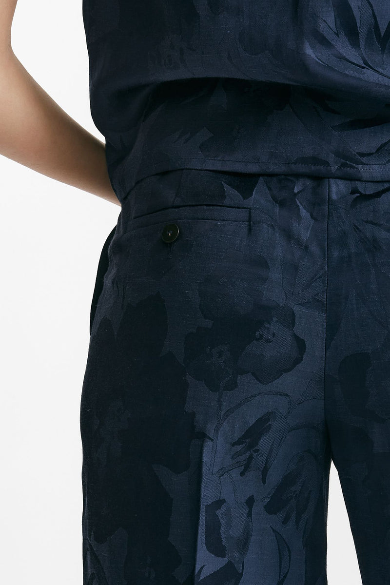 pantalone palazzo neera fantasia fiorata blu donna Incotex - 5